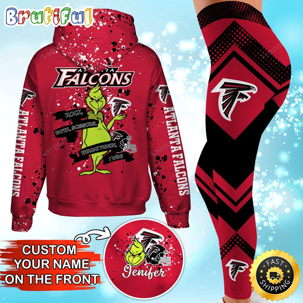 Custom NFL Atlanta Falcons Hoodie Leggings The Grinch Hoodie Rock Paper Scissors Throat Punch I Win