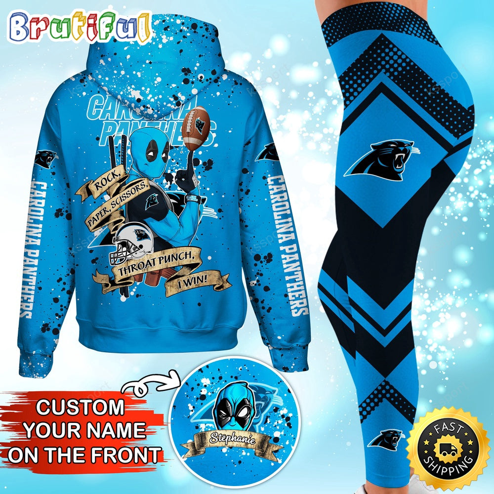 Custom NFL Carolina Panthers Hoodie Leggings Rock Paper Scissors Throat Punch I Win Hoodie