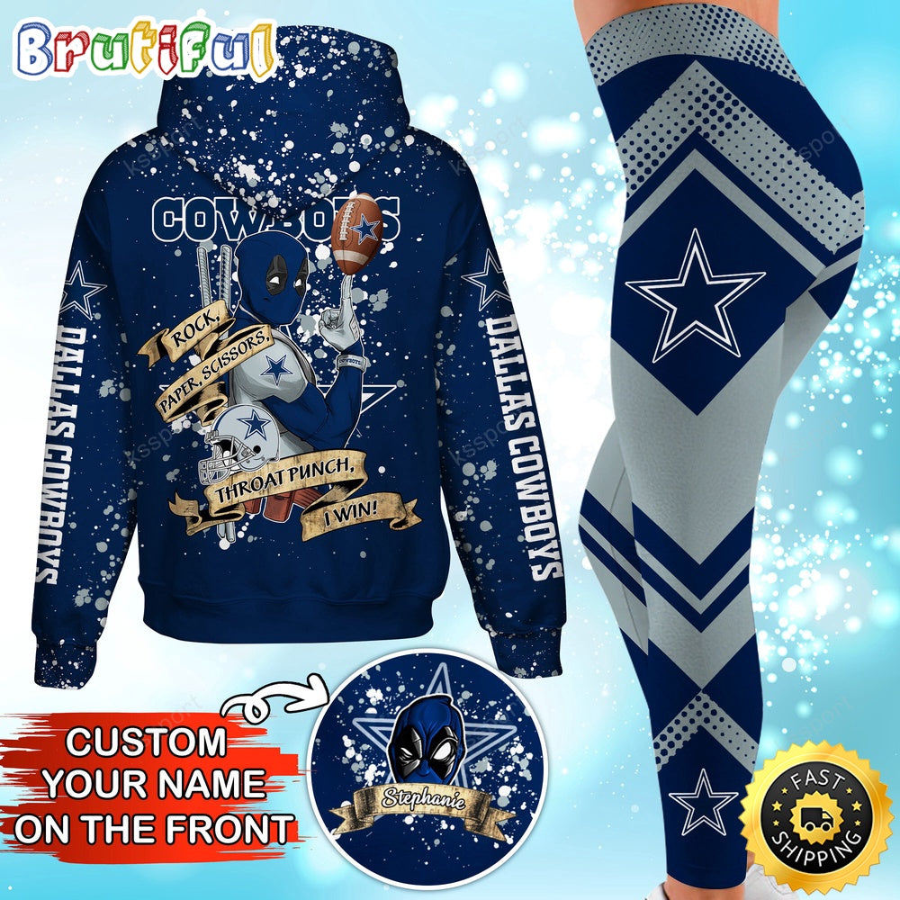 Custom NFL Dallas Cowboys Hoodie Leggings Rock Paper Scissors Throat Punch I Win Hoodie