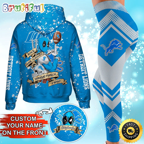 Custom NFL Detroit Lions Hoodie Leggings Rock Paper Scissors Throat Punch I Win Hoodie