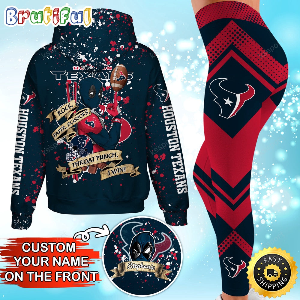 Custom NFL Houston Texans Hoodie Leggings Rock Paper Scissors Throat Punch I Win Hoodie