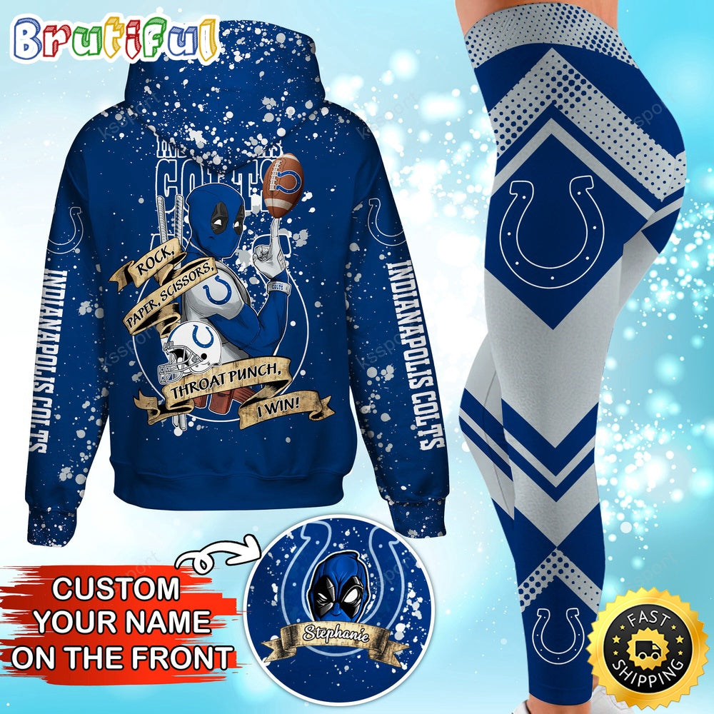Custom NFL Indianapolis Colts Hoodie Leggings Rock Paper Scissors Throat Punch I Win Hoodie