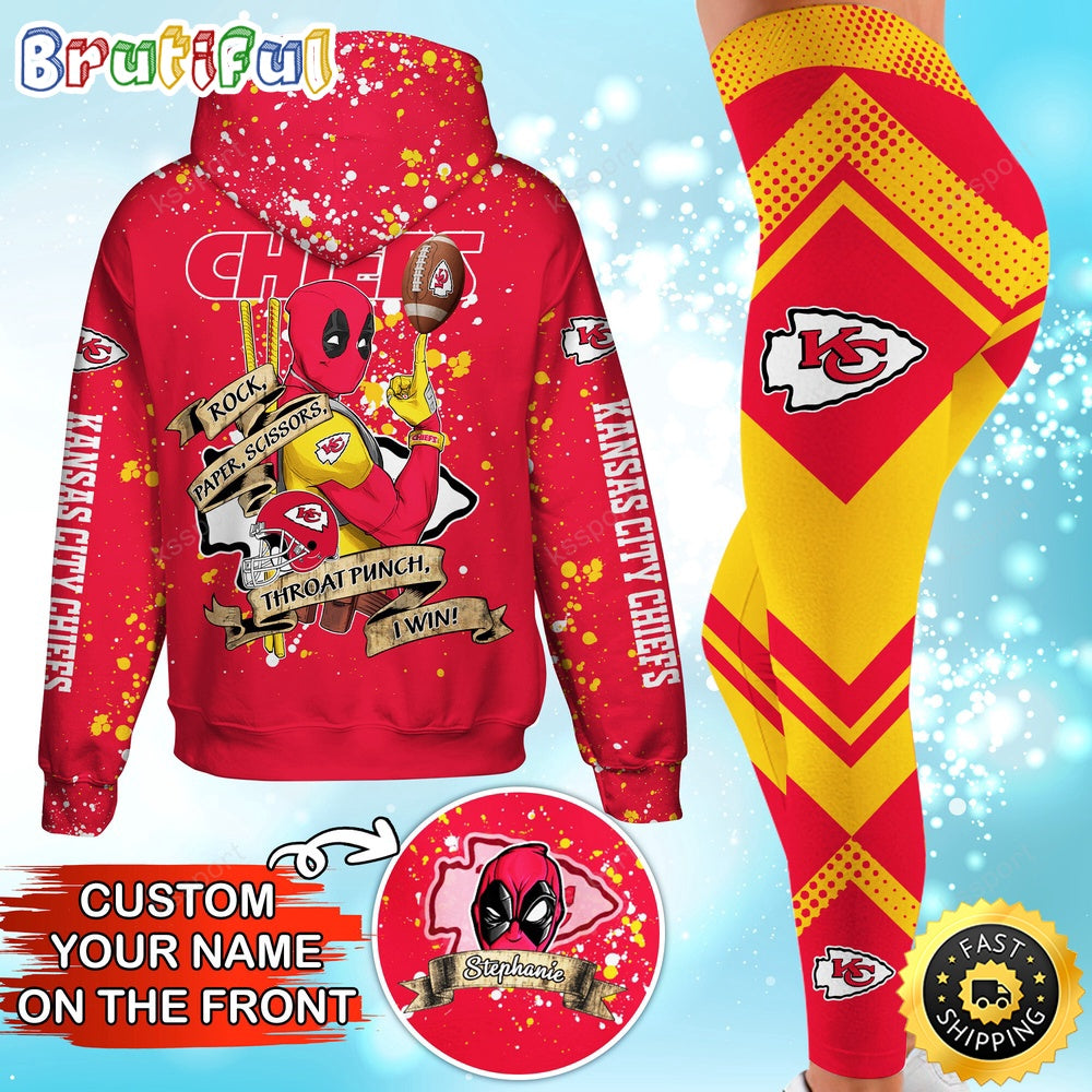 Custom NFL Kansas City Chiefs Hoodie Leggings Rock Paper Scissors Throat Punch I Win Hoodie