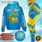 Custom NFL Los Angeles Chargers Hoodie Leggings The Grinch Hoodie Rock Paper Scissors Throat Punch I Win