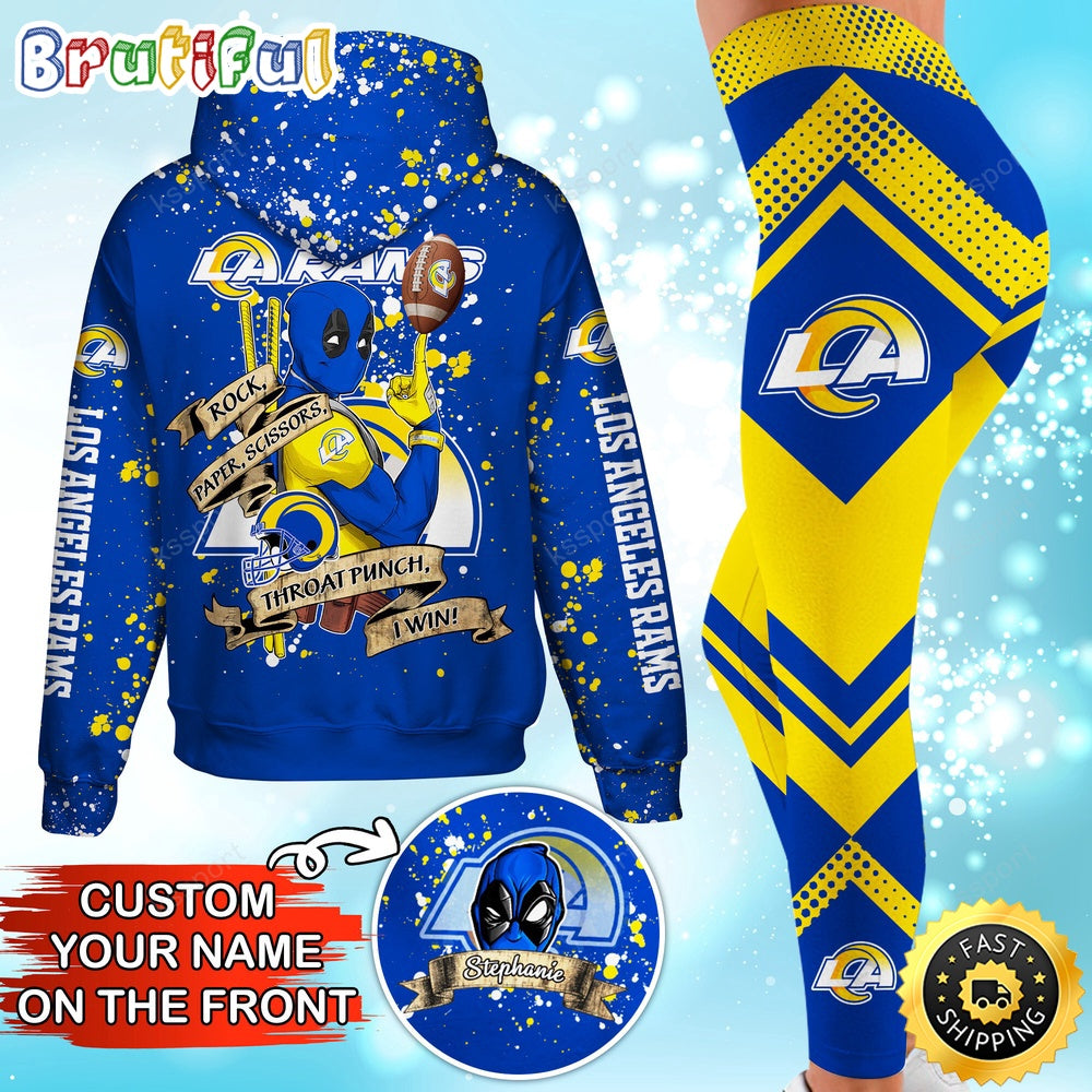Custom NFL Los Angeles Rams Hoodie Leggings Rock Paper Scissors Throat Punch I Win Hoodie