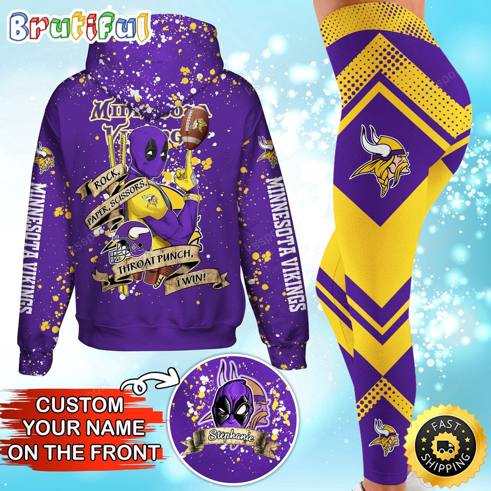 Custom NFL Minnesota Vikings Hoodie Leggings Rock Paper Scissors Throat Punch I Win Hoodie