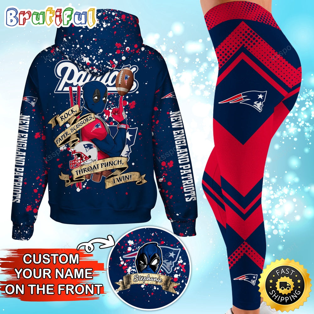 Custom NFL New England Patriots Hoodie Leggings Rock Paper Scissors Throat Punch I Win Hoodie
