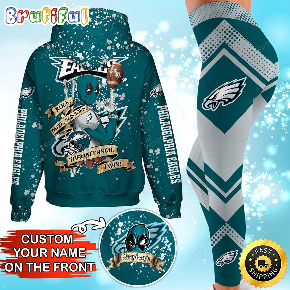 Custom NFL Philadelphia Eagles Hoodie Leggings Rock Paper Scissors Throat Punch I Win Hoodie