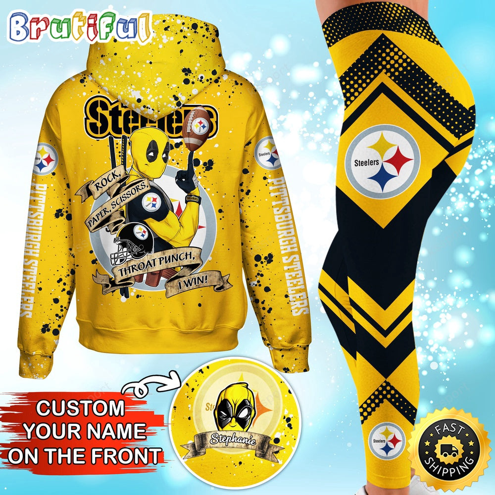 Custom NFL Pittsburgh Steelers Hoodie Leggings Rock Paper Scissors Throat Punch I Win Hoodie