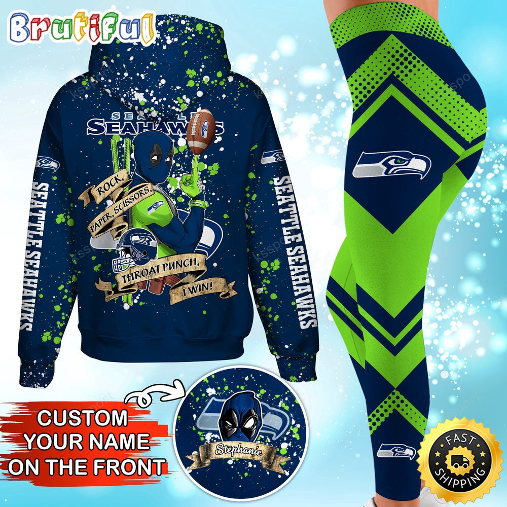 Custom NFL Seattle Seahawks Hoodie Leggings Rock Paper Scissors Throat Punch I Win Hoodie