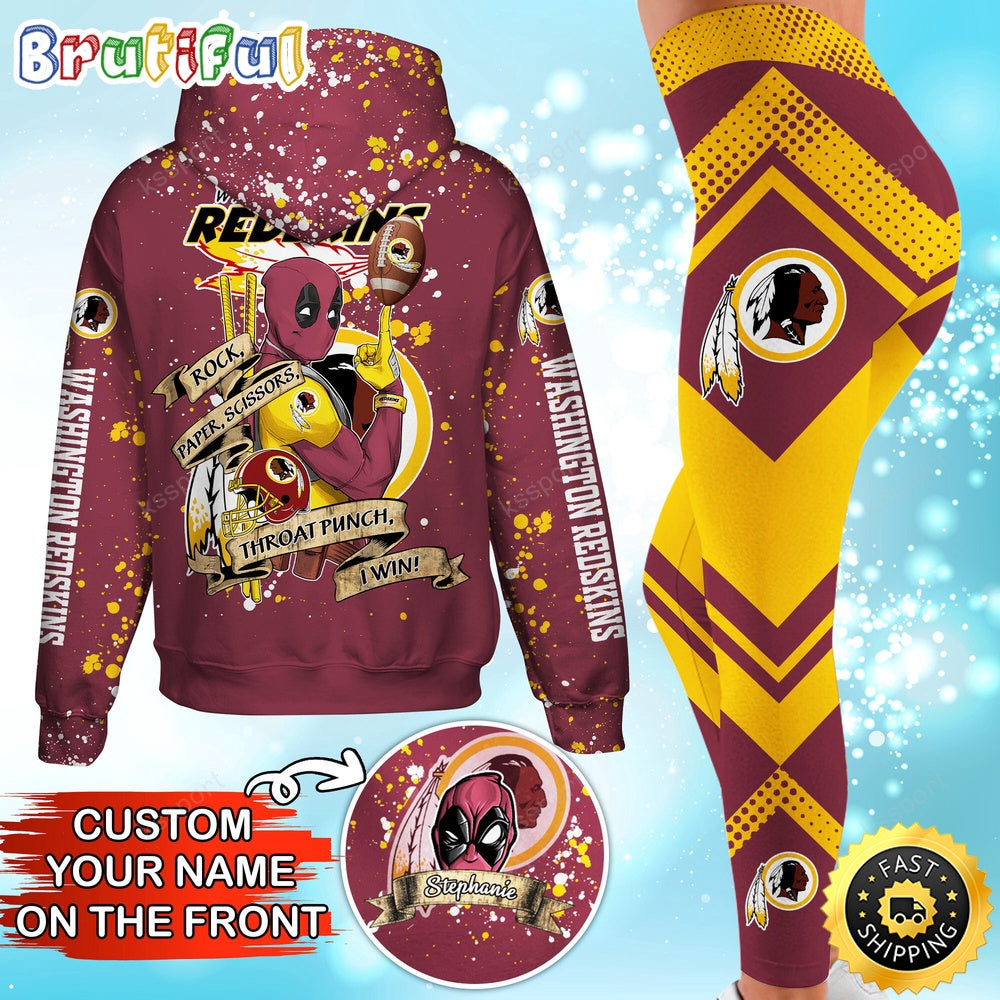 Custom NFL Washington Commanders Hoodie Leggings Rock Paper Scissors Throat Punch I Win Hoodie