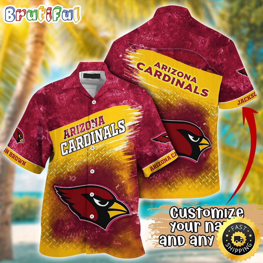 Customized NFL Arizona Cardinals Hawaiian Shirt Metal Pattern Aloha Shirt