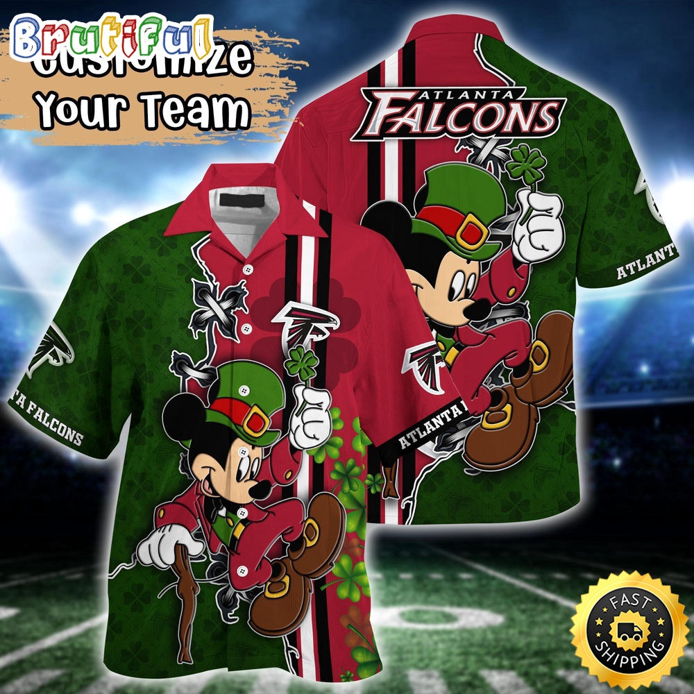 Customized NFL Atlanta Falcons Hawaiian Shirt Mickey Mouse Saint Patricks Day Hawaii Shirt