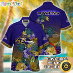 Customized NFL Baltimore Ravens Hawaii Shirt Tropical Flower Aloha Shirt