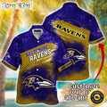 Customized NFL Baltimore Ravens Hawaiian Shirt Metal Pattern Aloha Shirt