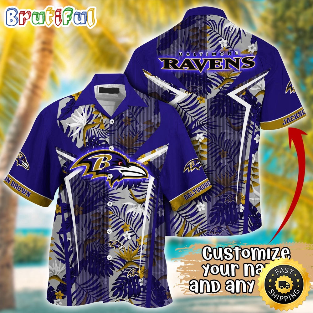 Customized NFL Baltimore Ravens Hawaiian Shirt Summer Football Tropical Shirt
