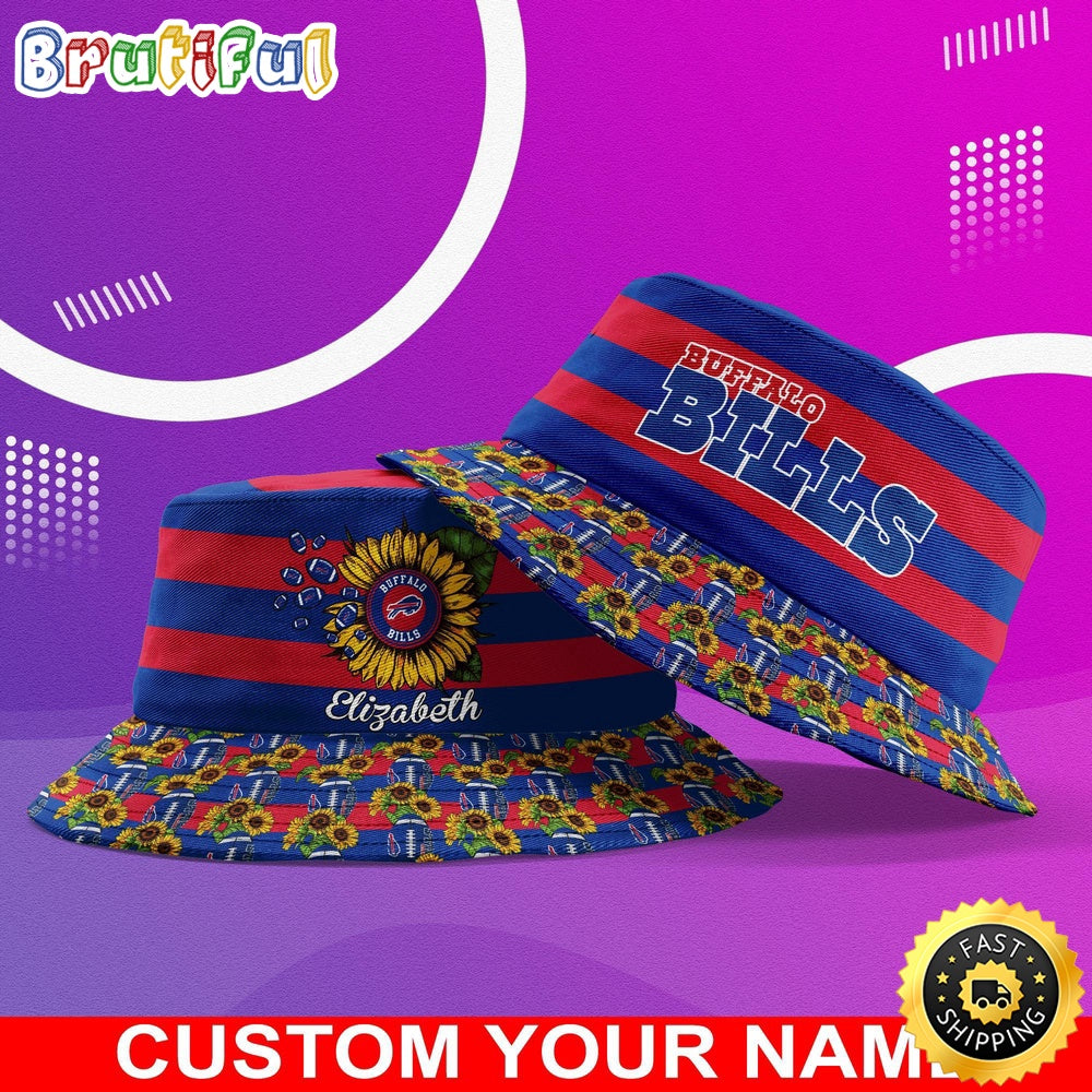 Customized NFL Buffalo Bills Bucket Hat Sunflower NFL Bucket Hat