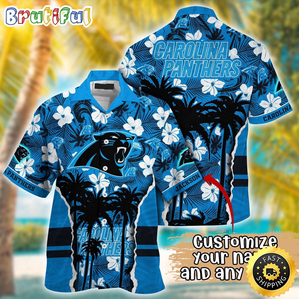 Customized NFL Carolina Panthers Hawaii Shirt Palm Tree Aloha Shirt