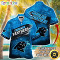 Customized NFL Carolina Panthers Hawaiian Shirt Metal Pattern Aloha Shirt