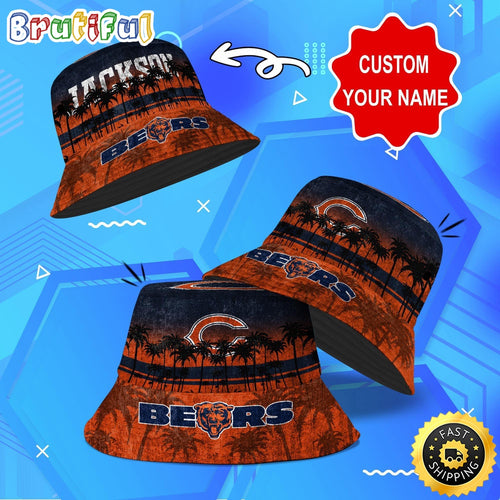 Customized NFL Chicago Bears Bucket Hat Palm Tree NFL Bucket Hat