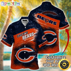 Customized NFL Chicago Bears Hawaiian Shirt Metal Pattern Aloha Shirt