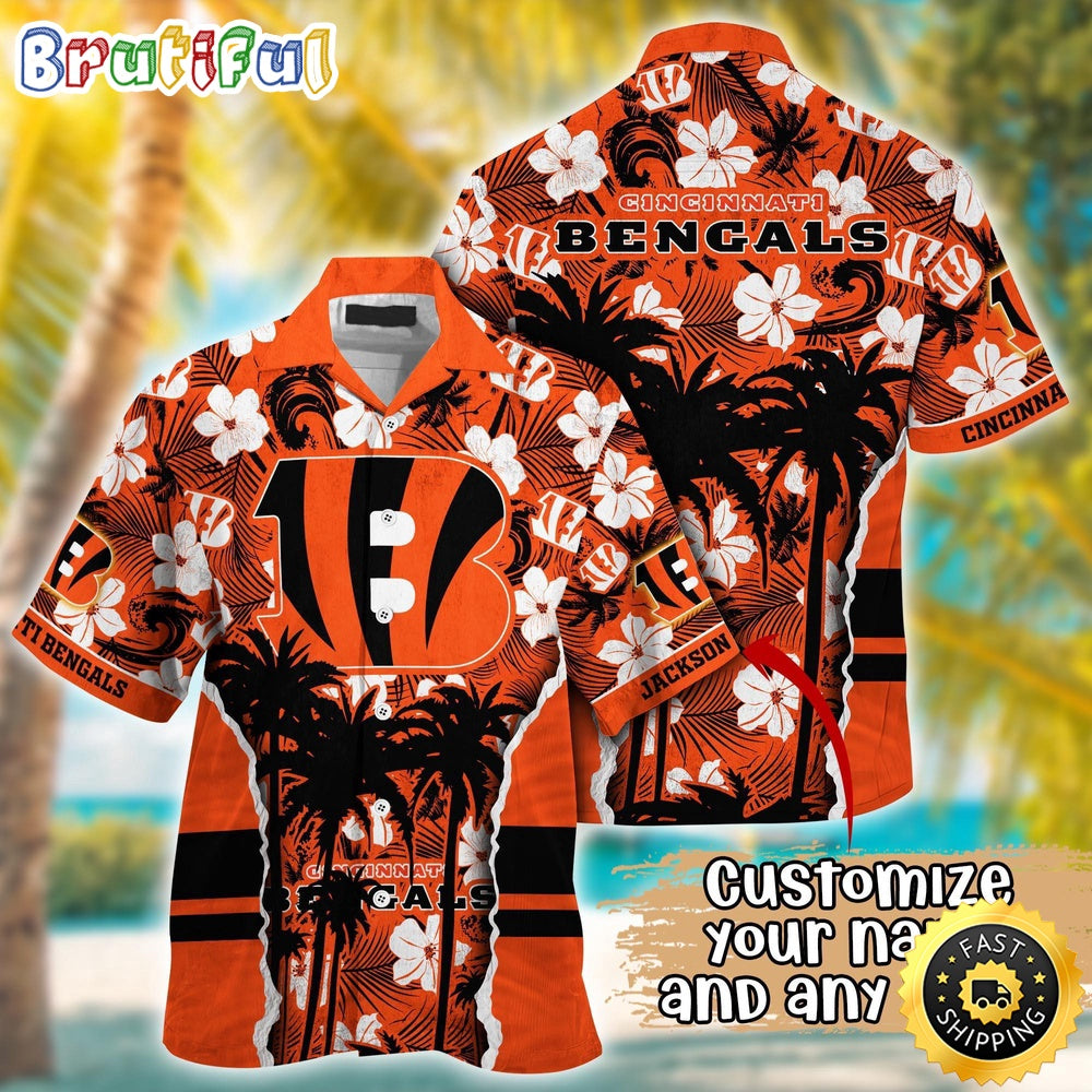 Customized NFL Cincinnati Bengals Hawaii Shirt Palm Tree Aloha Shirt