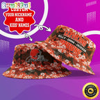 Customized NFL Cleveland Browns Bucket Hat Floral Pattern Hat For Football Fans