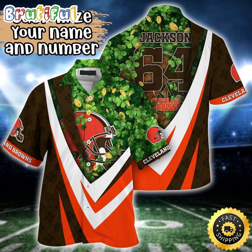 Customized NFL Cleveland Browns Hawaii Shirt St Patricks Day Aloha Shirt