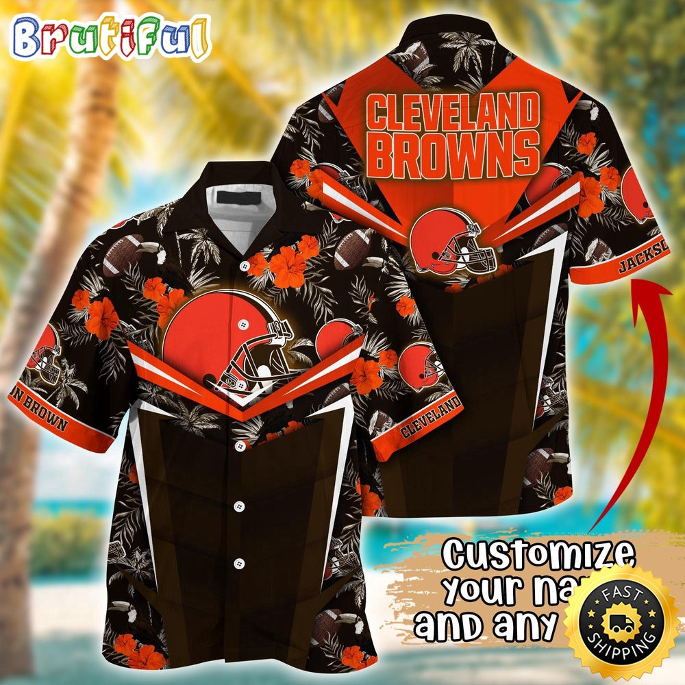 Customized NFL Cleveland Browns Hawaiian Shirt Summer Football Aloha Shirt For Fans