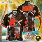 Customized NFL Cleveland Browns Hawaiian Shirt Summer Football Tropical Shirt