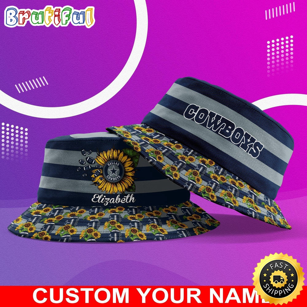 Customized NFL Dallas Cowboys Bucket Hat Sunflower NFL Bucket Hat