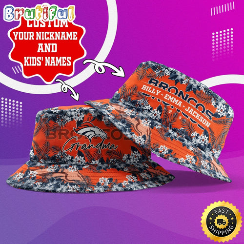 Customized NFL Denver Broncos Bucket Hat Floral Pattern Hat For Football Fans