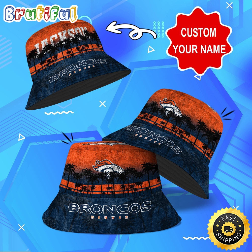 Customized NFL Denver Broncos Bucket Hat Palm Tree NFL Bucket Hat
