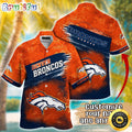 Customized NFL Denver Broncos Hawaiian Shirt Metal Pattern Aloha Shirt
