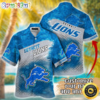 Customized NFL Detroit Lions Hawaiian Shirt Metal Pattern Aloha Shirt