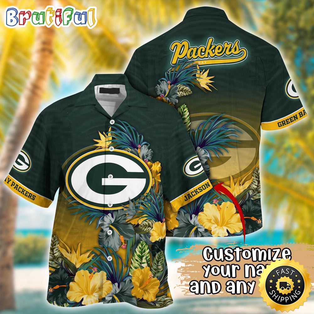 Customized NFL Green Bay Packers Hawaii Shirt Tropical Flower Aloha Shirt