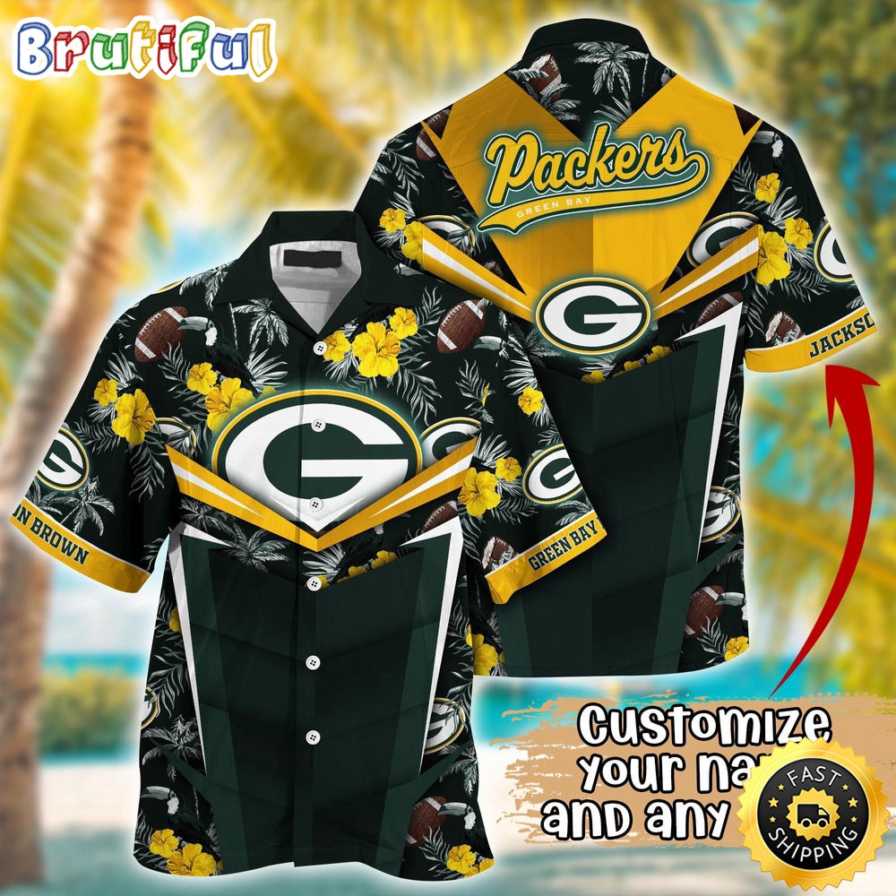 Customized NFL Green Bay Packers Hawaiian Shirt Summer Football Aloha Shirt For Fans