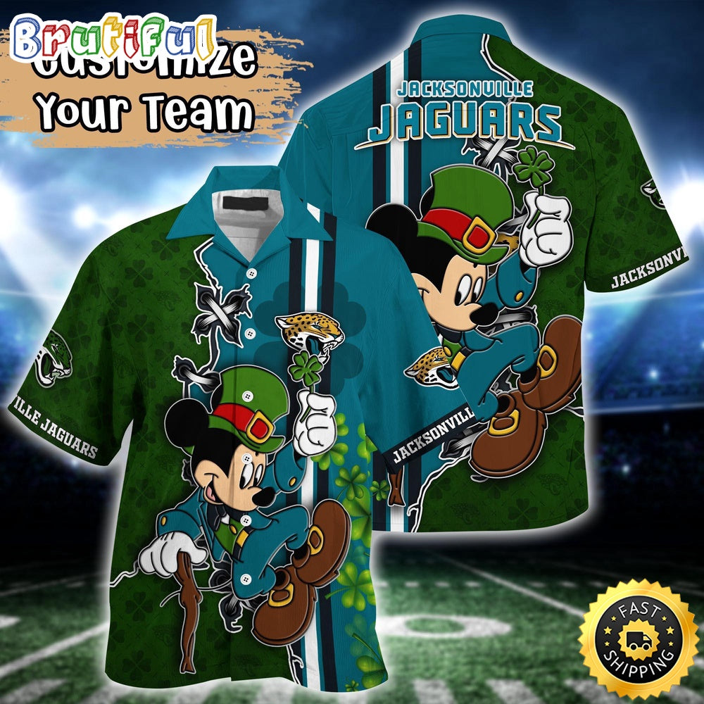 Customized NFL Jacksonville Jaguars Hawaiian Shirt Mickey Mouse Saint Patricks Day Hawaii Shirt