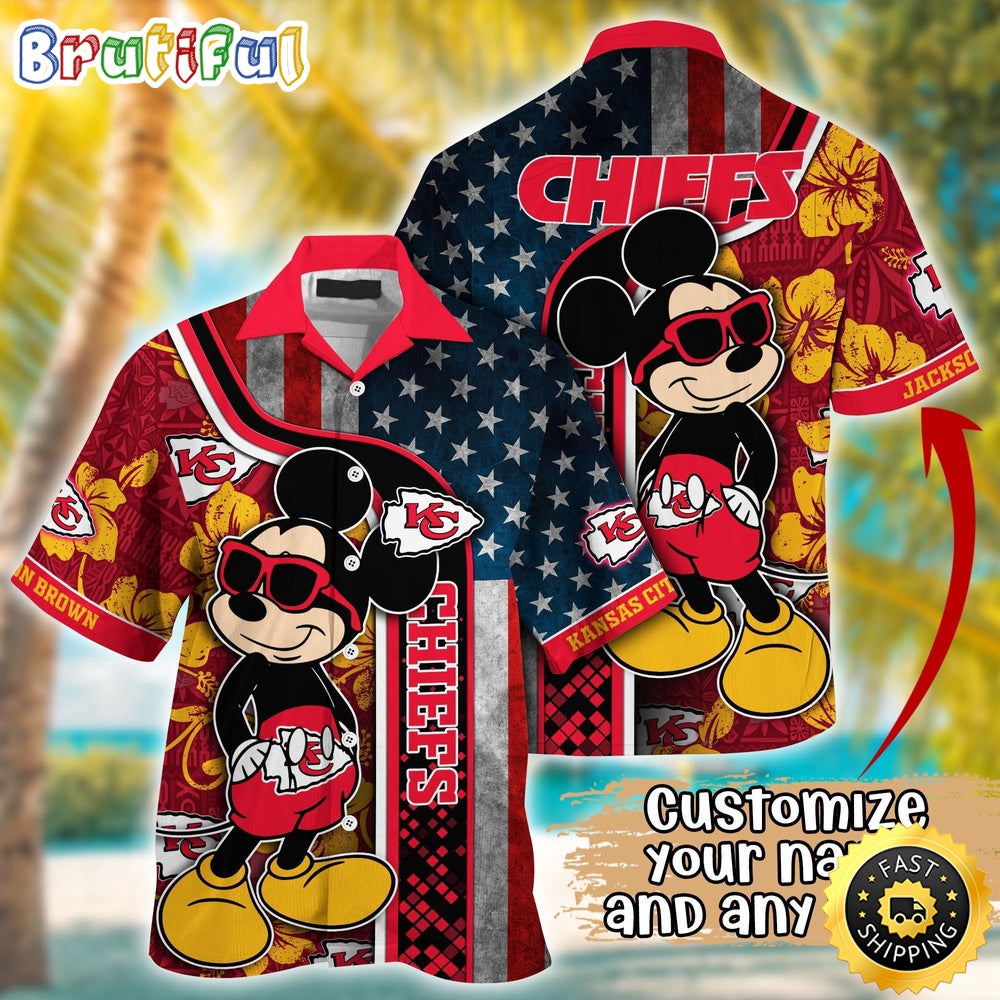 Customized NFL Kansas City Chiefs Hawaiian Shirt Mickey Mouse Tropical Shirt