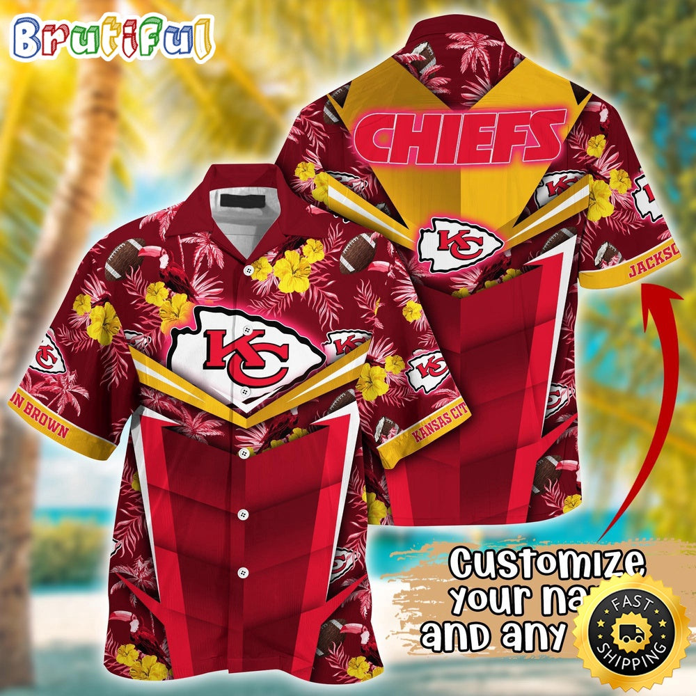 Customized NFL Kansas City Chiefs Hawaiian Shirt Summer Football Aloha Shirt For Fans