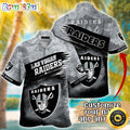 Customized NFL Las Vegas Raiders Hawaiian Shirt Metal Pattern Aloha Shirt