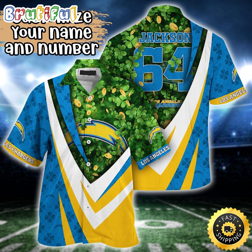 Customized NFL Los Angeles Chargers Hawaii Shirt St Patricks Day Aloha Shirt