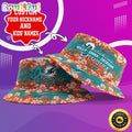 Customized NFL Miami Dolphins Bucket Hat Floral Pattern Hat For Football Fans