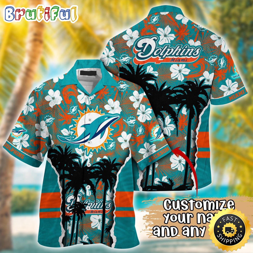 Customized NFL Miami Dolphins Hawaii Shirt Palm Tree Aloha Shirt