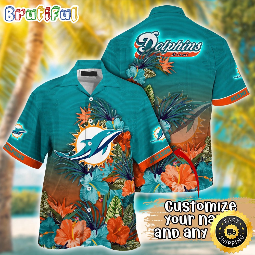 Customized NFL Miami Dolphins Hawaii Shirt Tropical Flower Aloha Shirt