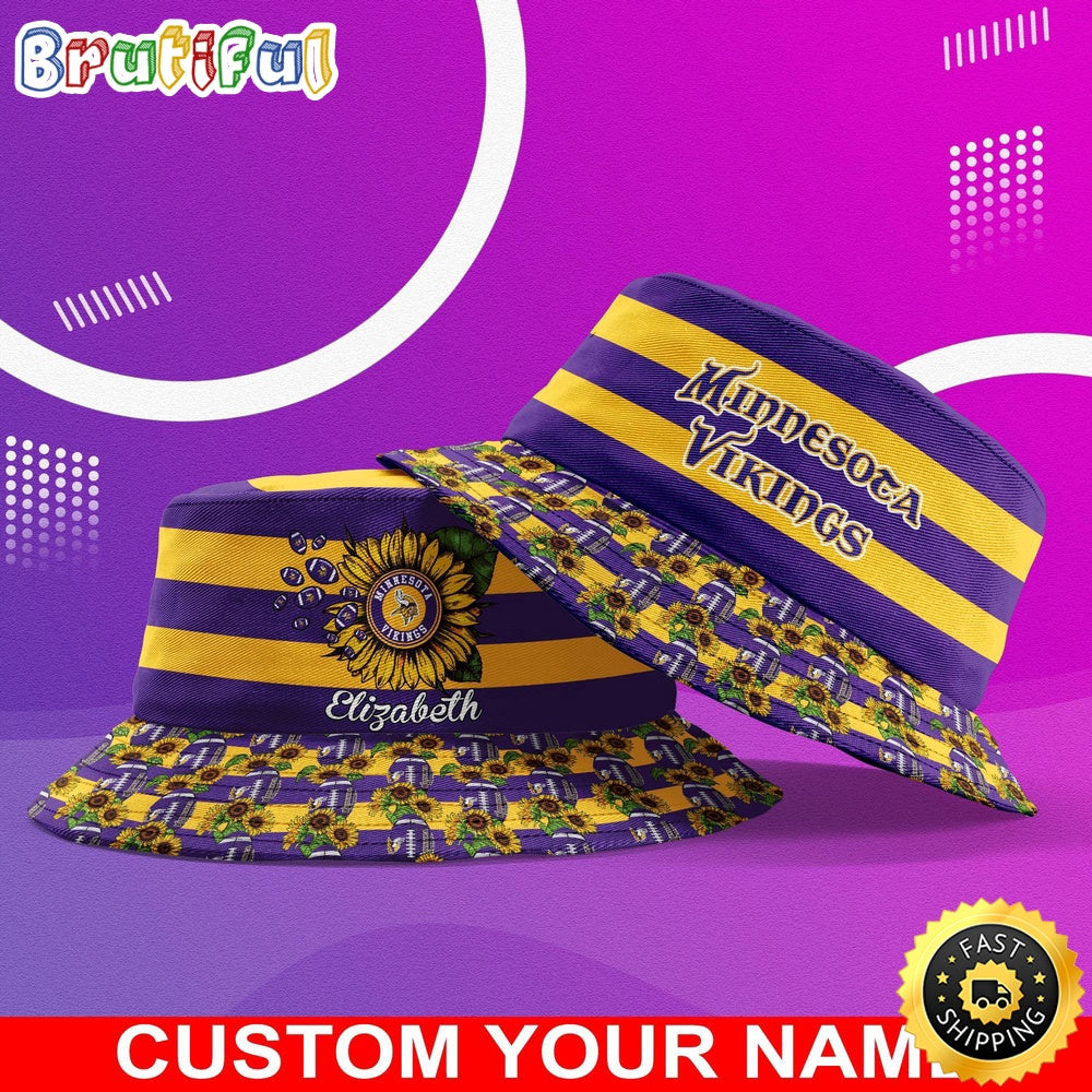 Customized NFL Minnesota Vikings Bucket Hat Sunflower NFL Bucket Hat