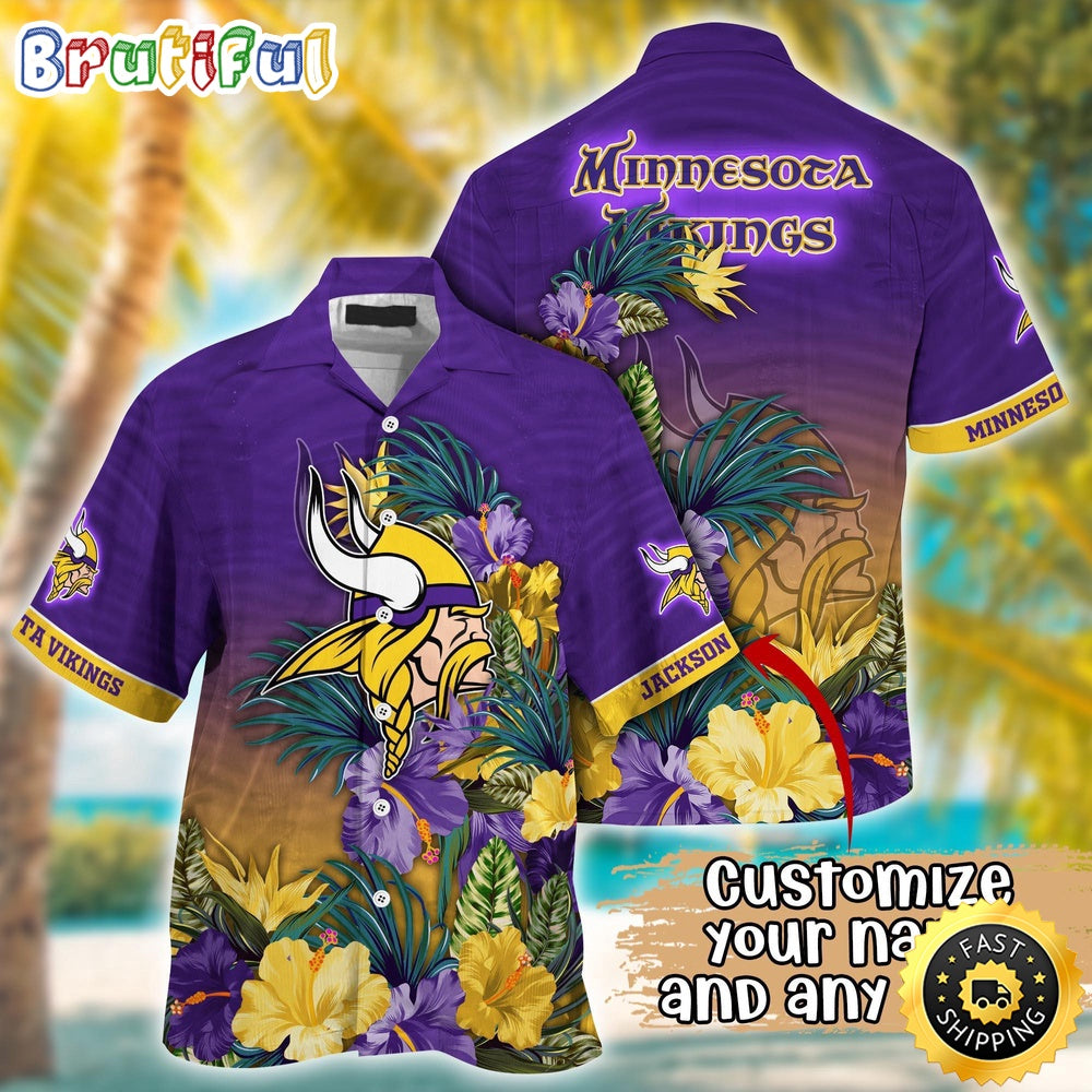 Customized NFL Minnesota Vikings Hawaii Shirt Tropical Flower Aloha Shirt