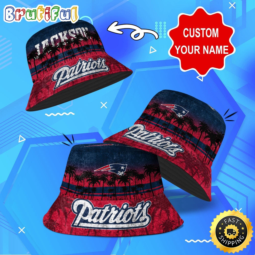Customized NFL New England Patriots Bucket Hat Palm Tree NFL Bucket Hat