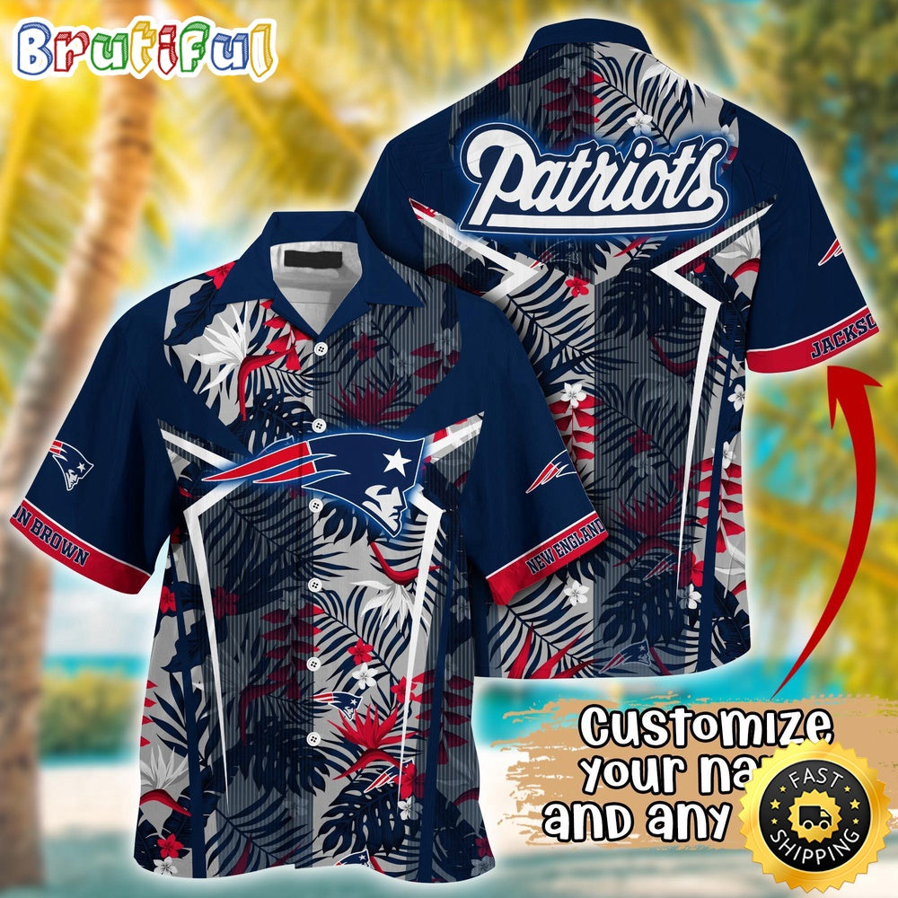 Customized NFL New England Patriots Hawaiian Shirt Summer Football Tropical Shirt