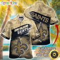 Customized NFL New Orleans Saints Hawaiian Shirt Metal Pattern Aloha Shirt